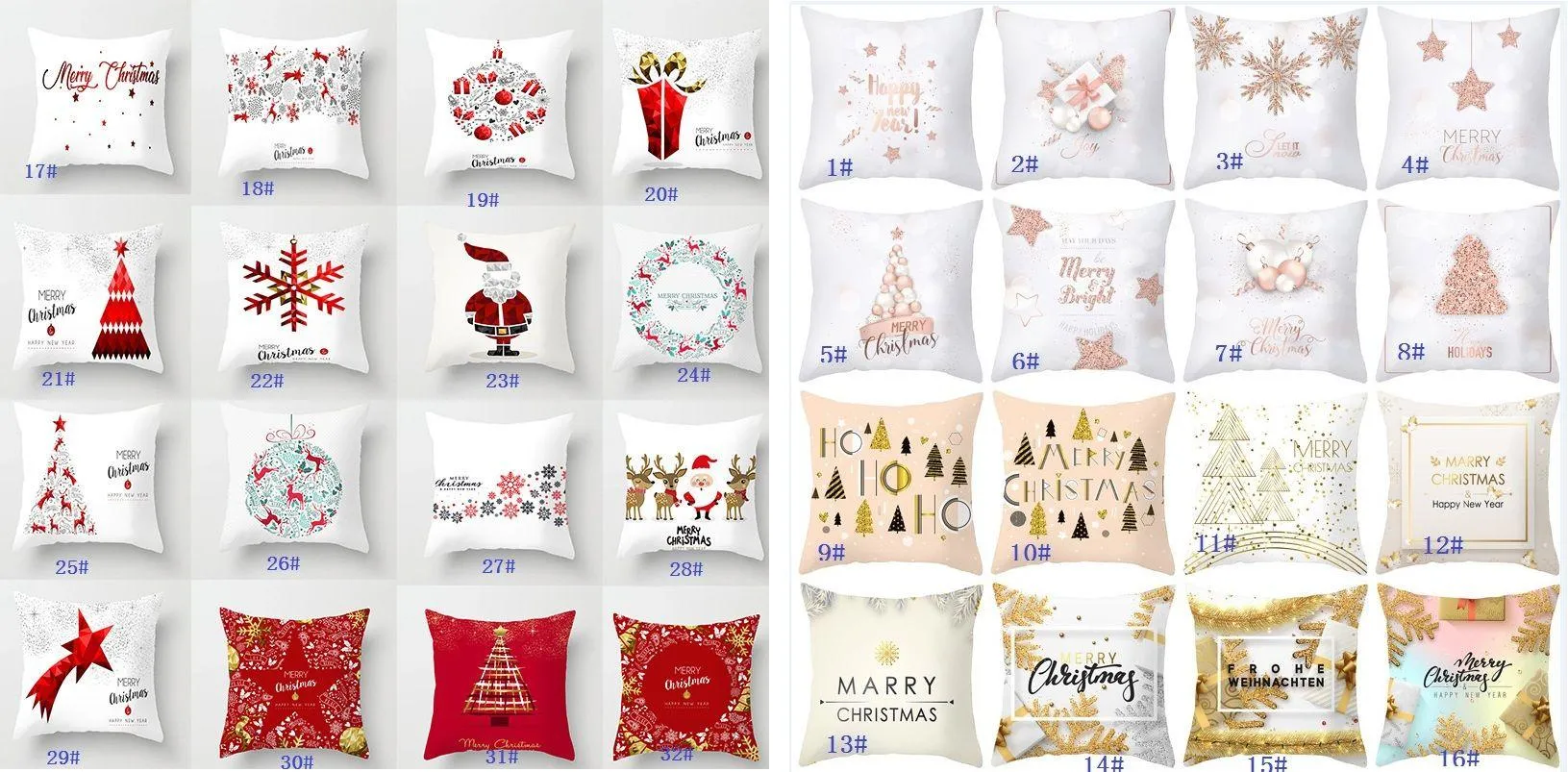 Merry Christmas Pillow case Cover Cushion Pillowcases Christmas Decorations For Home elk Snowflake Santa Claus Happy New Year Decor Gift HH22-301