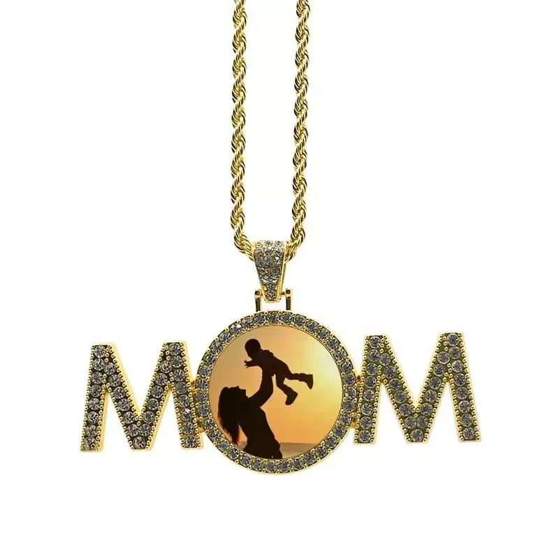 Pendant Sublimation MOM Necklace Thermal Transfer Festival Gift Bag Pendants Silver Necklaces A02