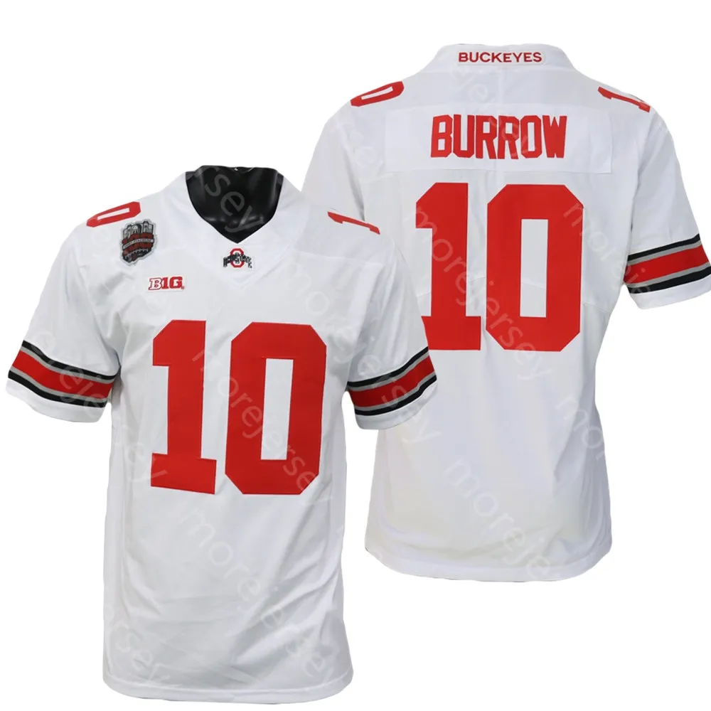 NCAA College Ohio State Buckeyes voetbalshirt Joe Burrow rood wit maat S-3XL volledig gestikt borduurwerk