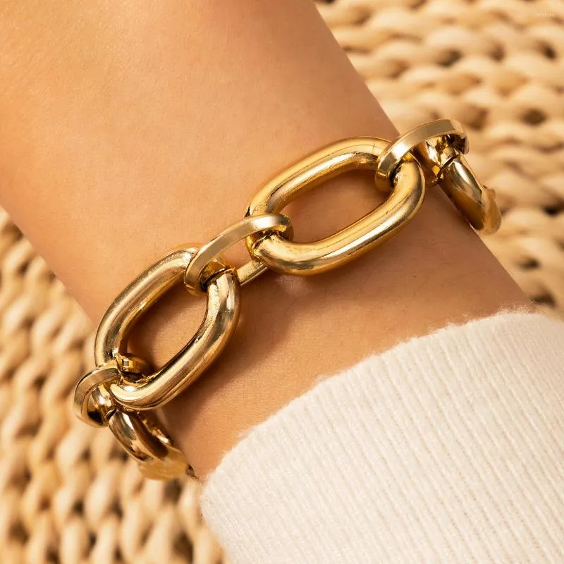 Bedelarmbanden punk goud kleur metaal voor vrouwen uitgehold geometrie legering enkele laag bangle mode sieraden geschenken 17081