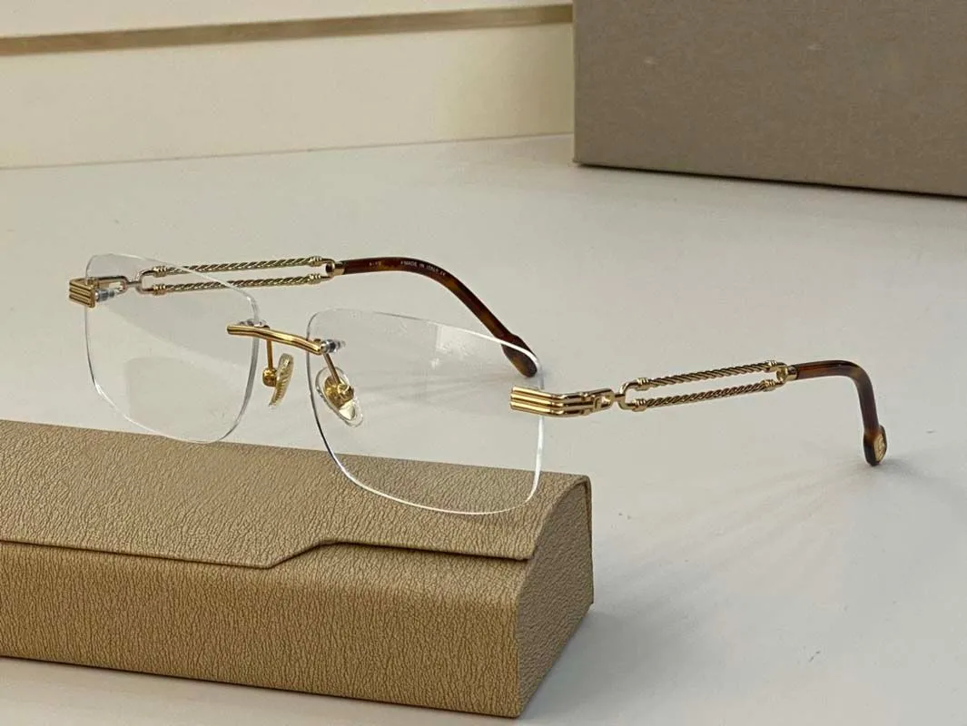 metal frame rectangle eyeglass Business Style Man Sunglasses Frames Clear glasses Frameless Gun Gold Optical Frame High end Custom Prescription lenses FG50035U