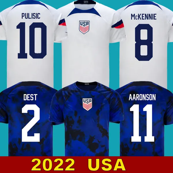 2022 Pulisic USA Soccer Jerseys McKennie Aaronson 22 23 USA: s fotbollströja Reyna Dest Ertz Altidore Morgan America Men Kids Kits Uniform