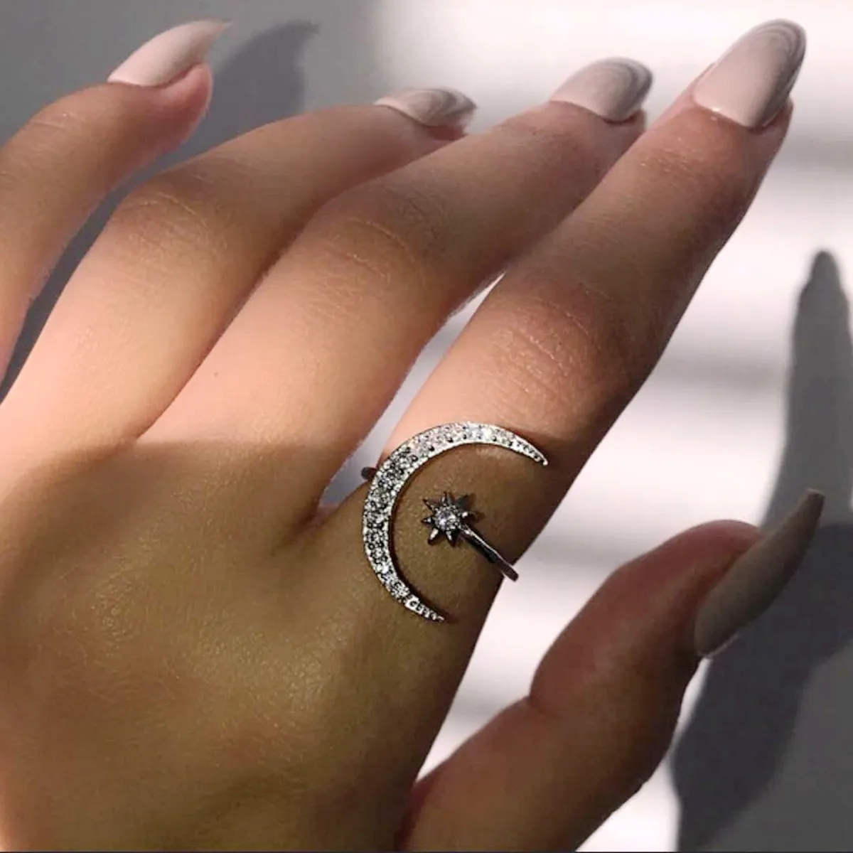 12 stks nieuwe mode maanster open vingerringen voor vrouwen verstelbare zilveren kleur bruiloft ring sieraden meisje geschenken