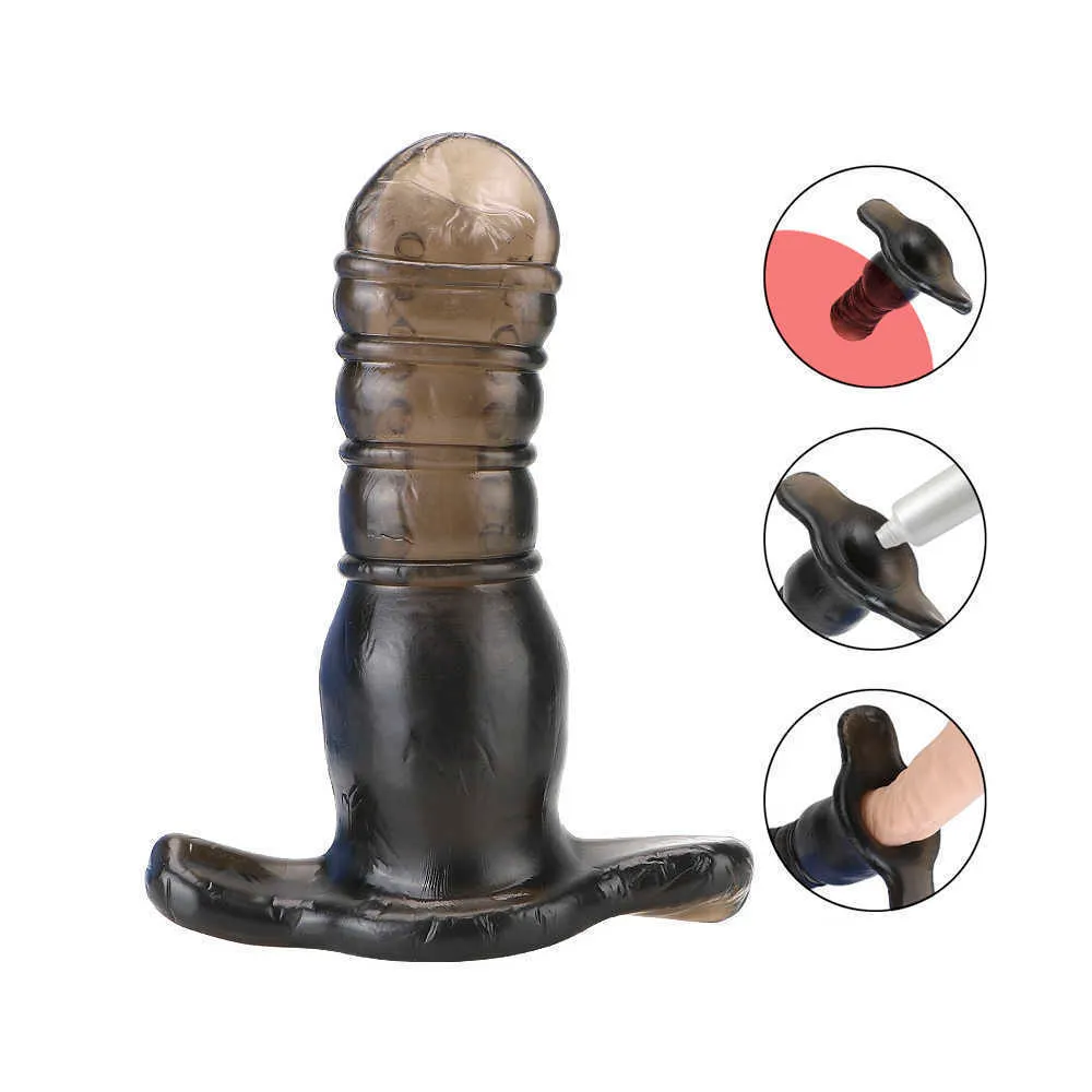 Компания красоты 16см полой прикладка анальные игрушки для пар женщины -дилдо вибраторные рукав мужчина для увеличения пениса пенис.