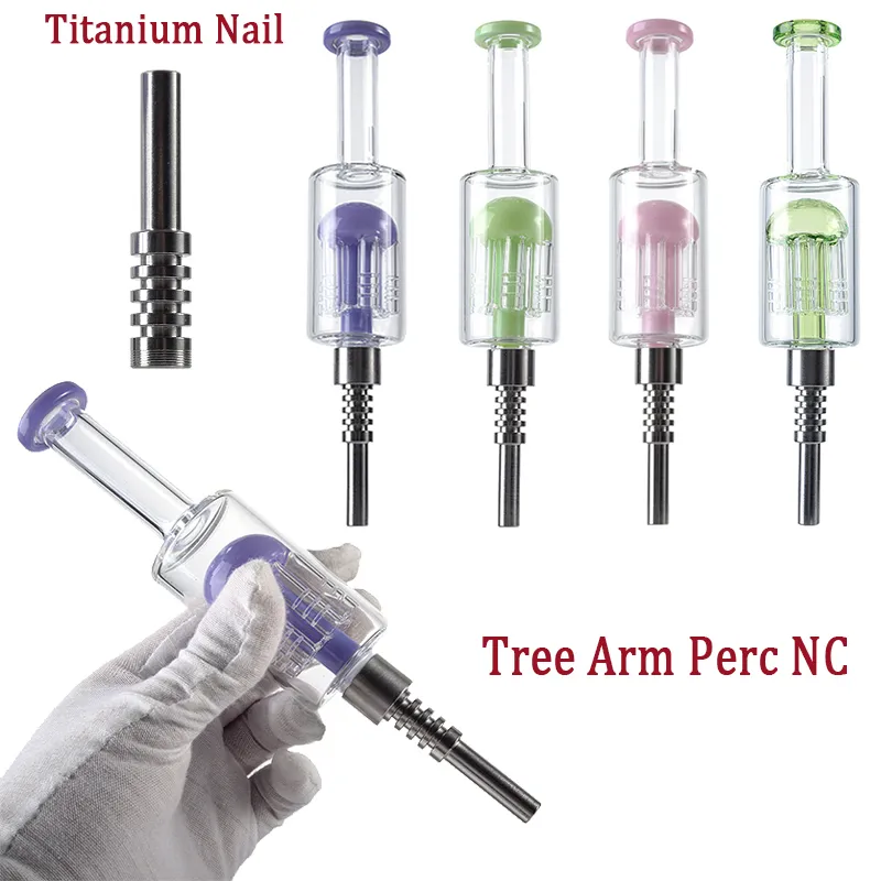 Tree Arm Perc NC-Kits Nector Collector Raucherzubehör Mini-Glasbongs Wasserpfeifen Öl-Dab-Rigs mit Titan-Nagel-Nector-Kollektoren 14-mm-Gelenk