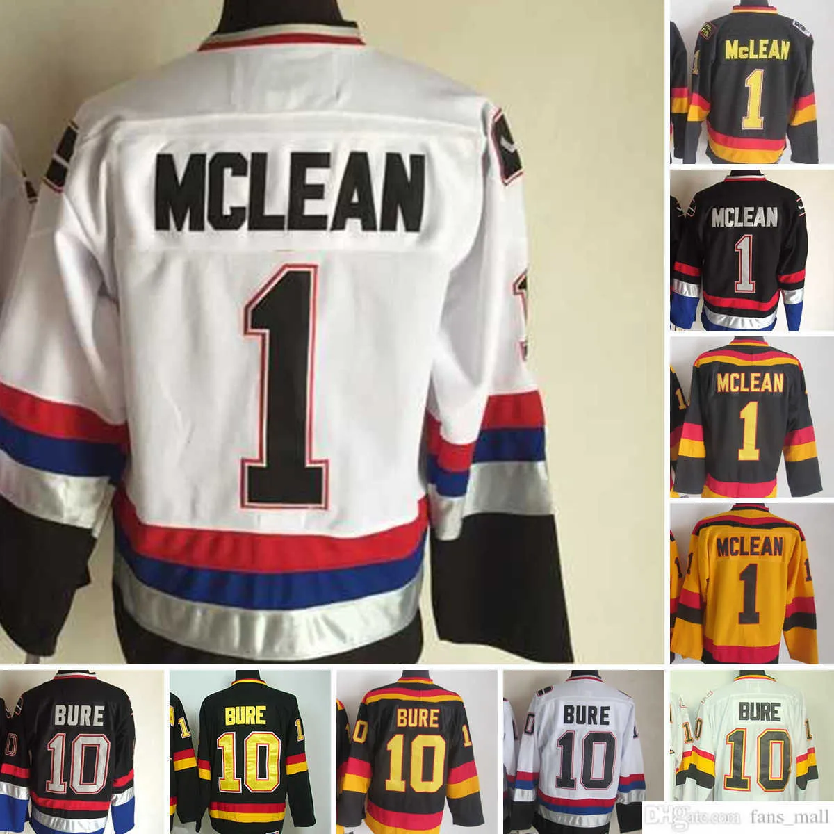 Movie CCM Vintage Ice Hockey 1 Kirk Mclean Jerseys 10 Pavel Bure Men Embroidery Jersey Black Yellow White