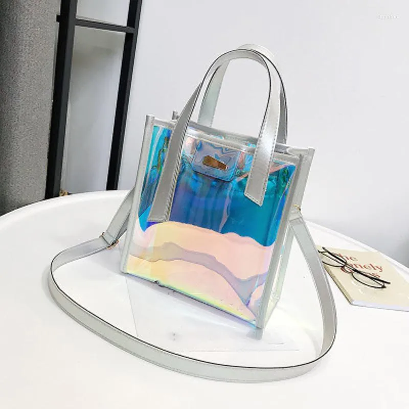 Abendtaschen 5 teile/los Frauen Handtaschen Laser Koreanischen Stil Transparente Schulter Gelee Candy Strap Klare Tasche