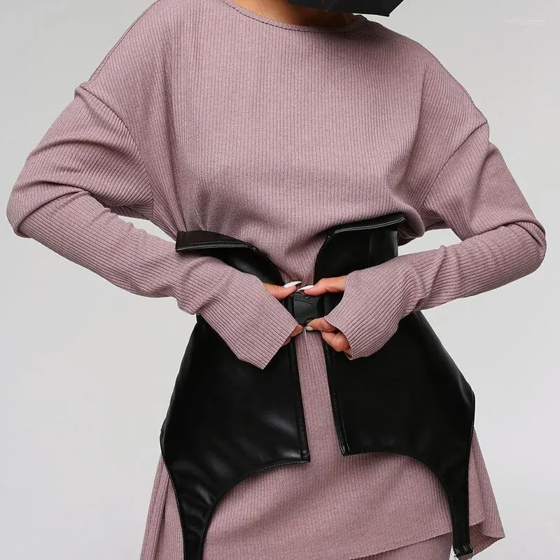 Bälten viifaa svart pu läderbälte spänne korsett kvinnor vår 2022 mode smal streetwear eleganta damkorsetter