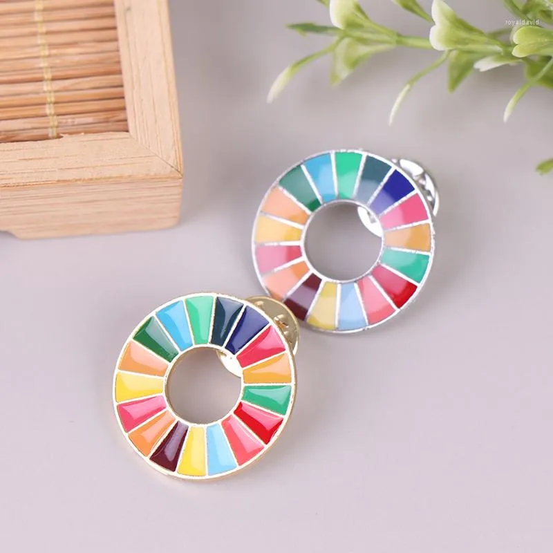 Spille 6g Gli obiettivi di sviluppo sostenibile Spilla SDG delle Nazioni Unite Spilla arcobaleno Distintivo Gioielli di moda per donna Uomo