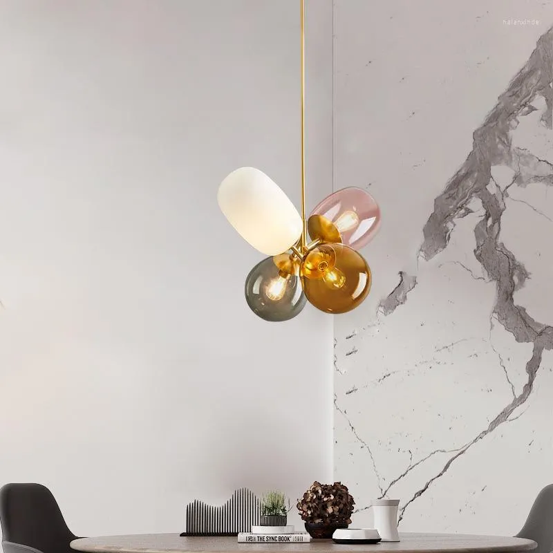 Lampes suspendues nordique moderne haricot magique ballon verre luminaire suspendu chambre d'enfant multicolore Led plafonnier