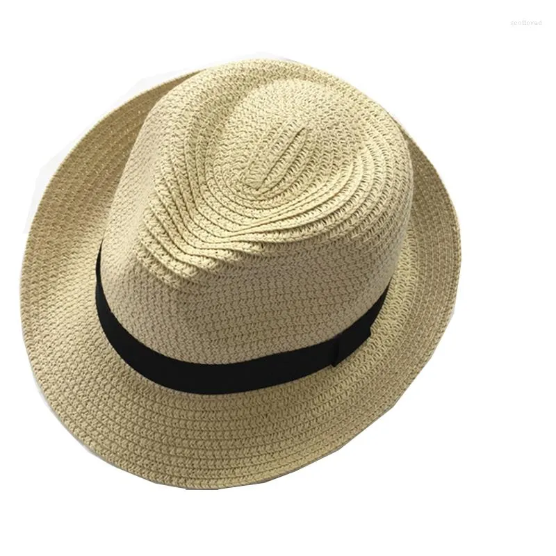 Sombreros de ala ancha Bauhinia Hombres Mujeres Verano Rizado Sombrero de paja Top Vacaciones Ocio Sombra Jazz