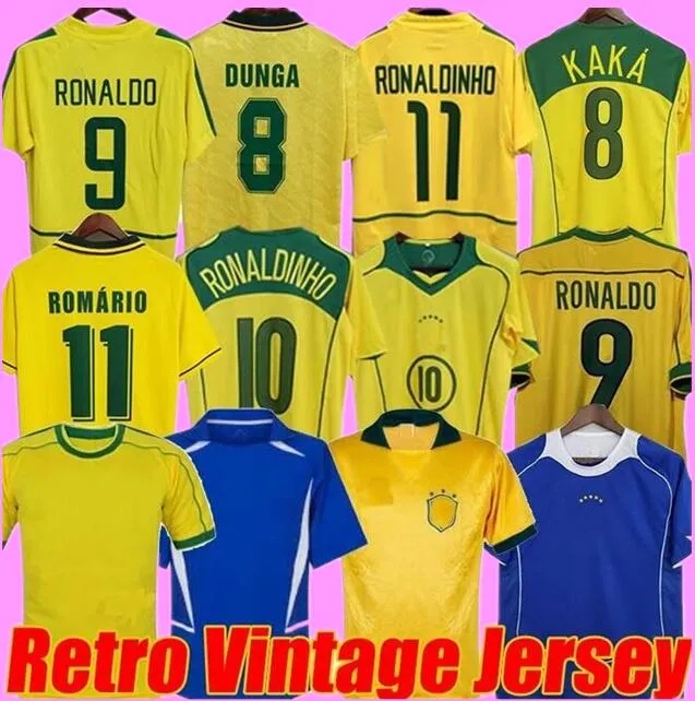 Brezilya retro futbol formaları Ronaldo 1957 85 88 91 93 94 98 00 02 04 06 12 Ronaldinho KAKA R. CARLOS camisa de futebol Brezilya futbol forması RIVALDO klasik eski Jersey