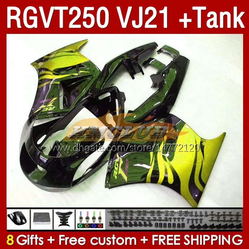 Fairings Tank OEM för Suzuki RGVT RGV 250cc 250 CC 1988-1989 Bodys 159no.182 RGV250 VJ21 SAPC RGVT250 RGV-250 88 89 RGVT-250 RGV-25CC 1988 1989 ABS FAIRING GOLDEN FLAMS