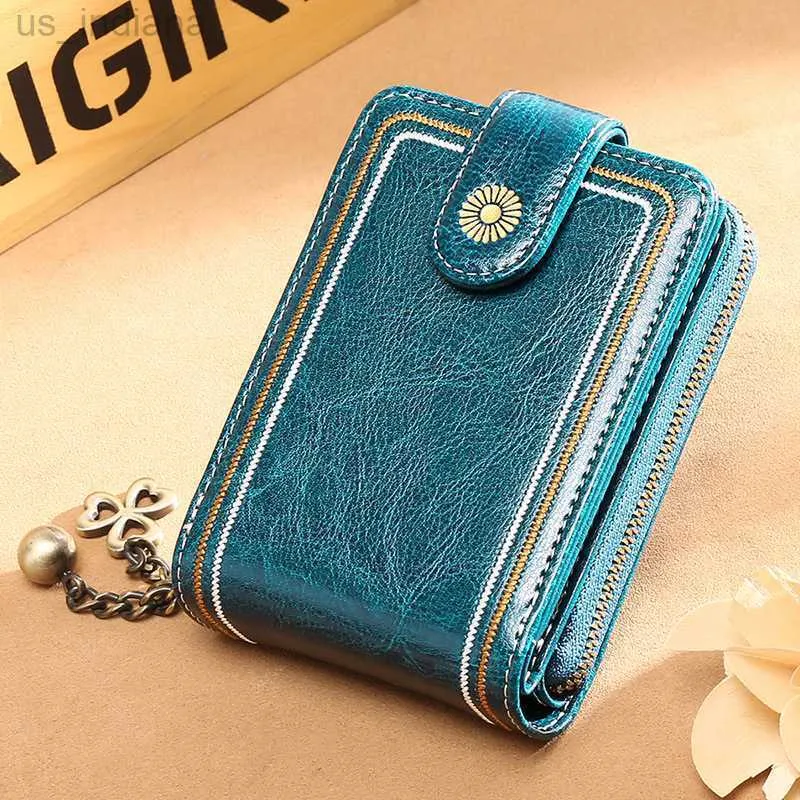 Wallets Anti-theft swipe card bag female 2020 new card holder female leather multi-function multi-card leather holder L220929