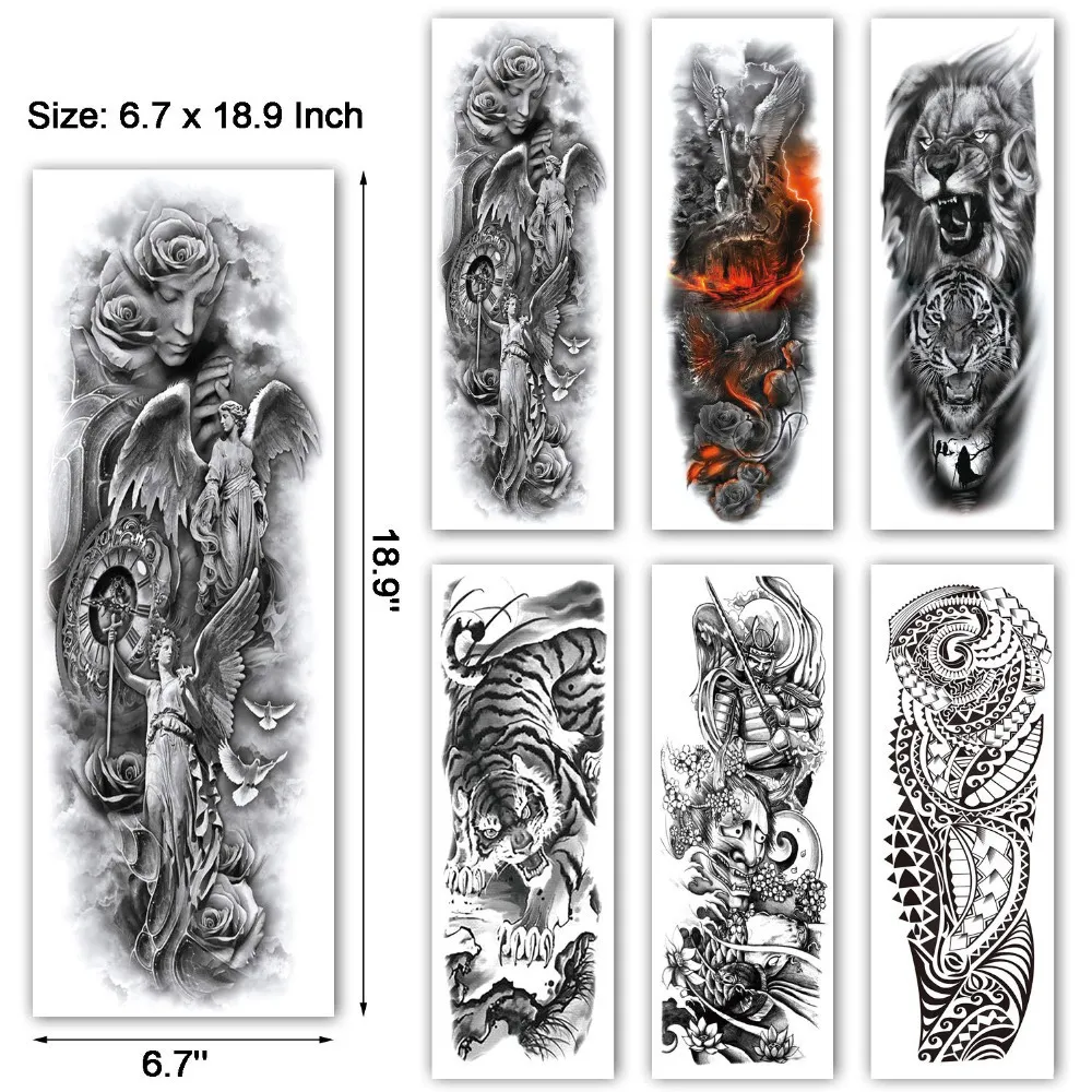 Temporary Full Arm Tattoo Stickers Waterproof For Halloween Party_voghion.com