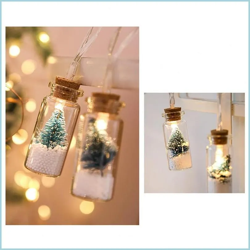 Décoration de fête Guirlande lumineuse de Noël Faible consommation d'énergie Longue durée de service Cadeau Souhaitant Bouteille Arbre de Noël Lampe de fête Drop Deliv Dhgjk