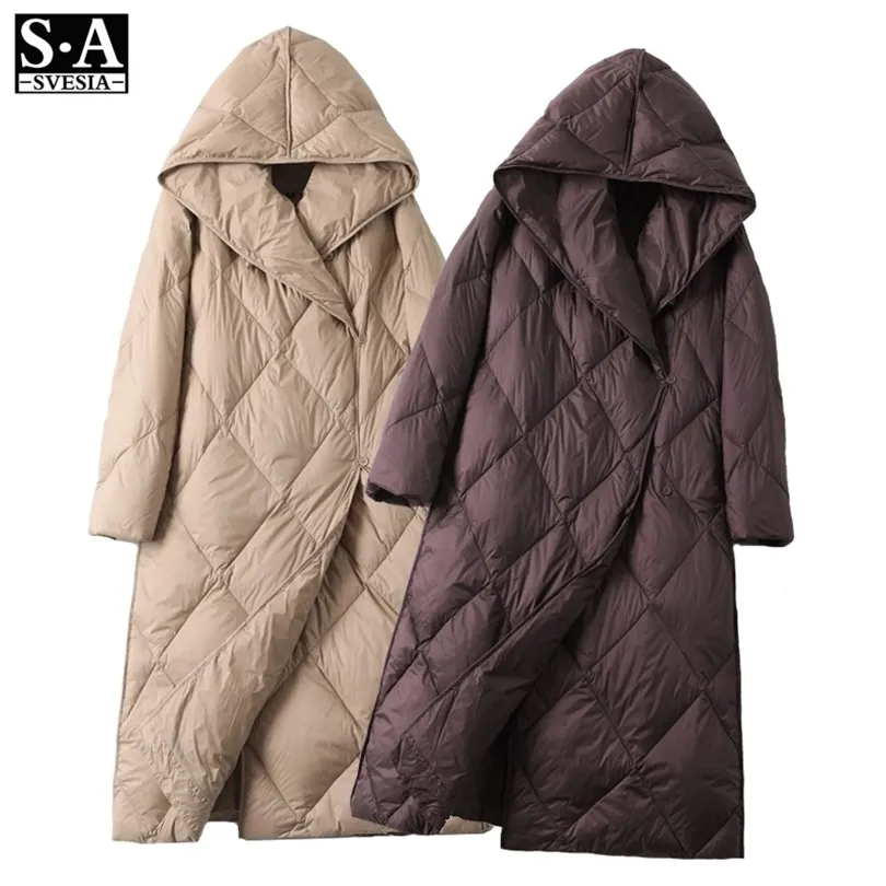 Womens Down Parkas Down Jacka Kvinnor Långt huva Vinter Löst varm tjock pufferjacka överdimensionerad kappa Kvinnlig överrock Portable Outwear 220929