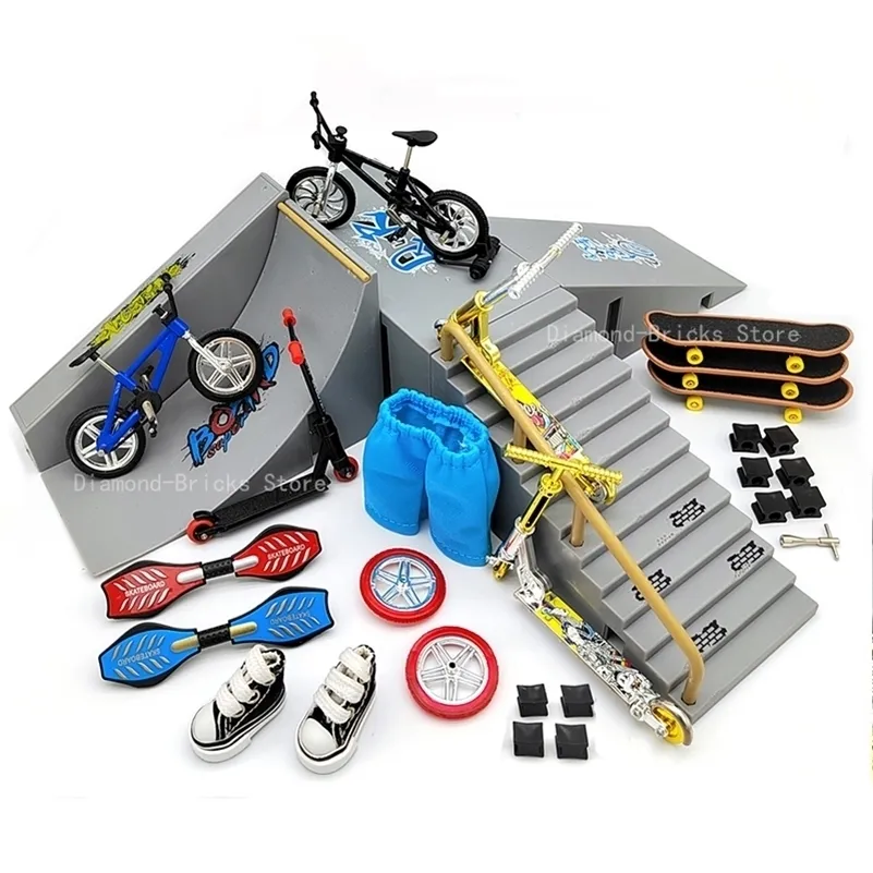 Doigt Jouets Tech scooter Deux Roues Mini Planches À Roulettes Rampe Pièces Ensembles BMX pointe Vélos planche Skate Deck Nouveauté 220930