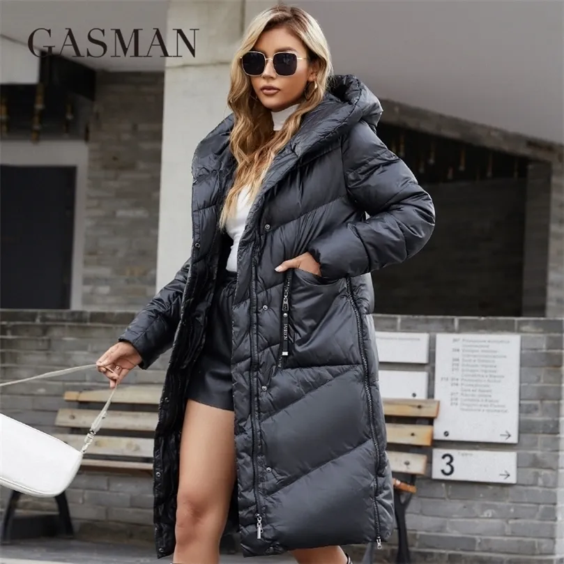 Piumino da donna GASMAN Giacca invernale da donna Cappotti lunghi con cappuccio donna moda parka caldo marca piumini femminili di alta qualità M206 220930