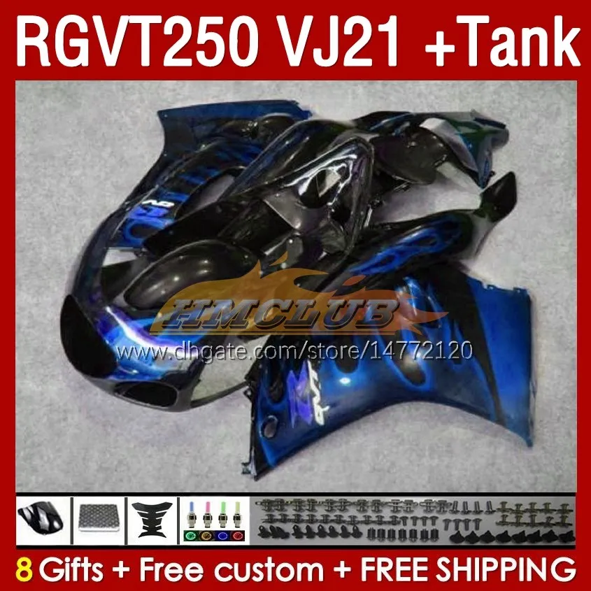 Fairings & Tank OEM For SUZUKI RGVT RGV 250CC 250 CC 1988-1989 Bodys 159No.163 RGV250 VJ21 SAPC RGVT250 RGV-250 88 89 RGVT-250 RGV-250CC 1988 1989 ABS Fairing blue flames