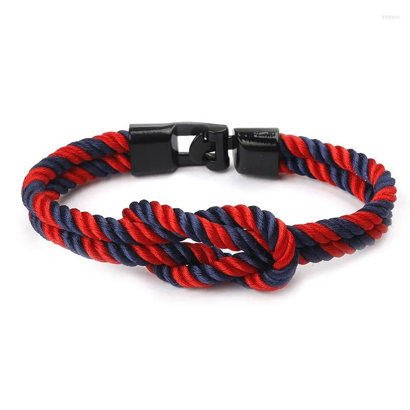 Strand Couple's Release Buckle Tissé Bracelet Homme Bleu Foncé Bijoux