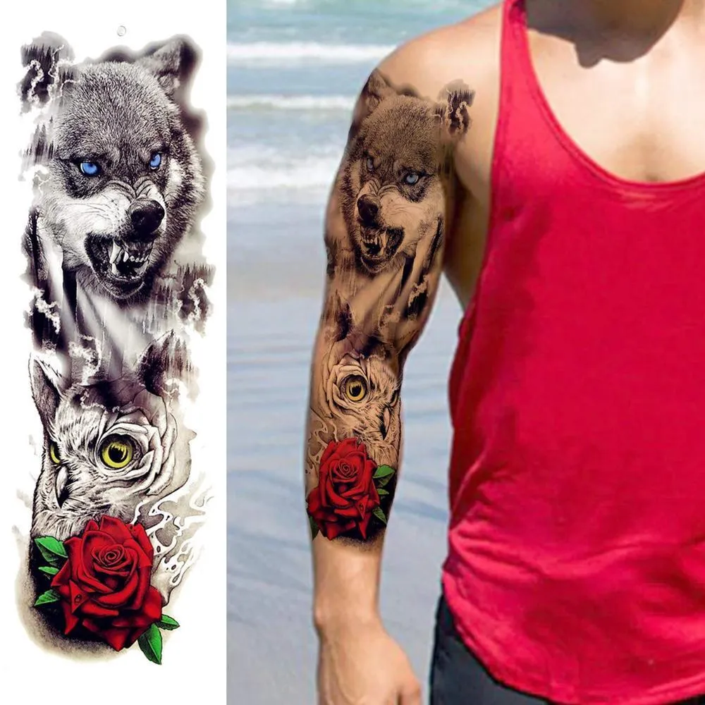 Temporary Tattoos 10 20 Pcs Full Arm Stickers Waterproof For Women Men Halloween Party Masquerade 220930_voghion.com