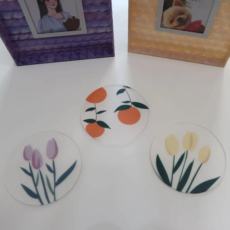 Tovagliette in acrilico posto per tazze per fiori, illustrazione, cerimonia del tè