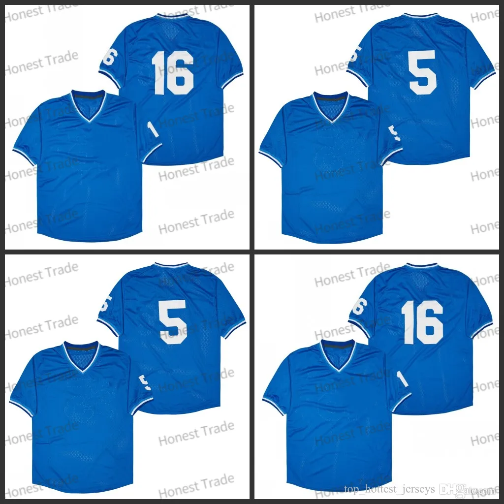 Retro honkbal jersey 16 Bo Jackson 5 George Brett No Name Blue Mesh Throwback Mens Jerseys