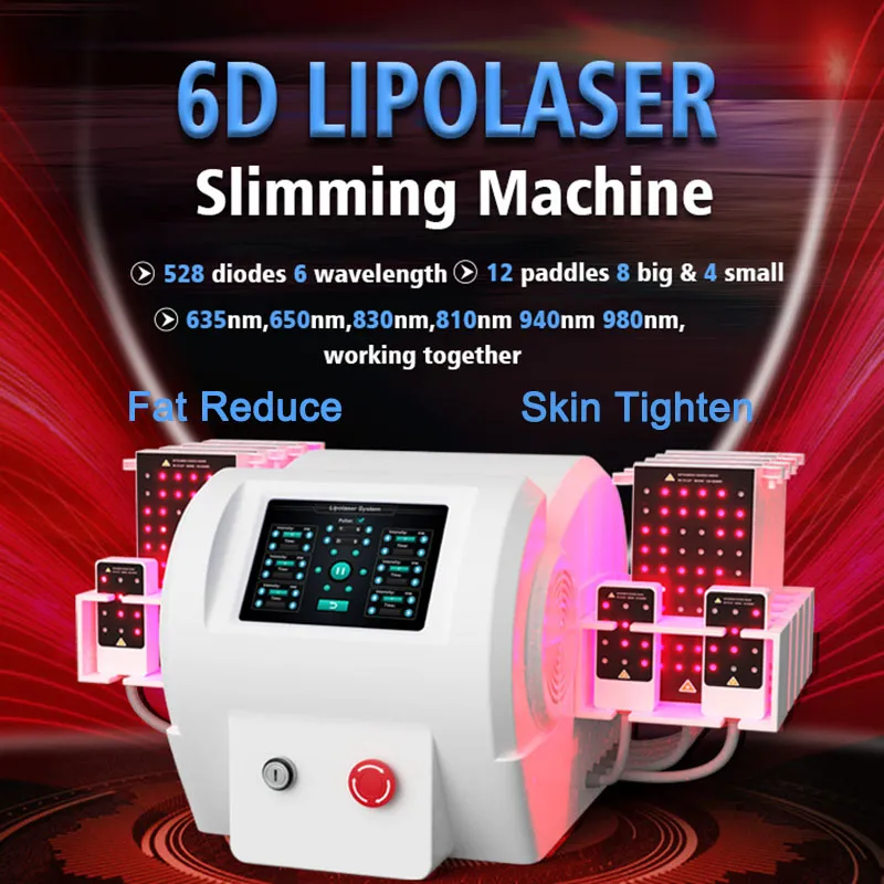 Krachtige 6D Lipolaser Afslanken Huid Lifting Machine Vet Verminderen Apparaat Gewichtsverlies Lymfedrainage Cellulitis Verwijdering Apparatuur