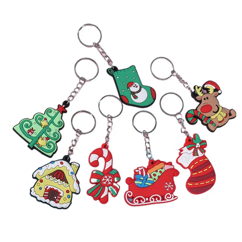 Cartoon PVC Christmas Christmas Keychain For Couples Festive Luggage Decoration And XMAS Gift