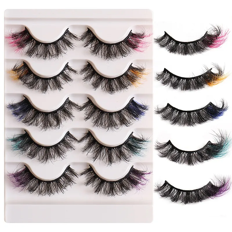 Tjock Curly Color False Eyelashes Messy Crisscross Hand Made ￥teranv￤ndbar flerskikt 3D Mink Fake Lashes Naturally Soft Livid Full Strip Lash 3 Models DHL