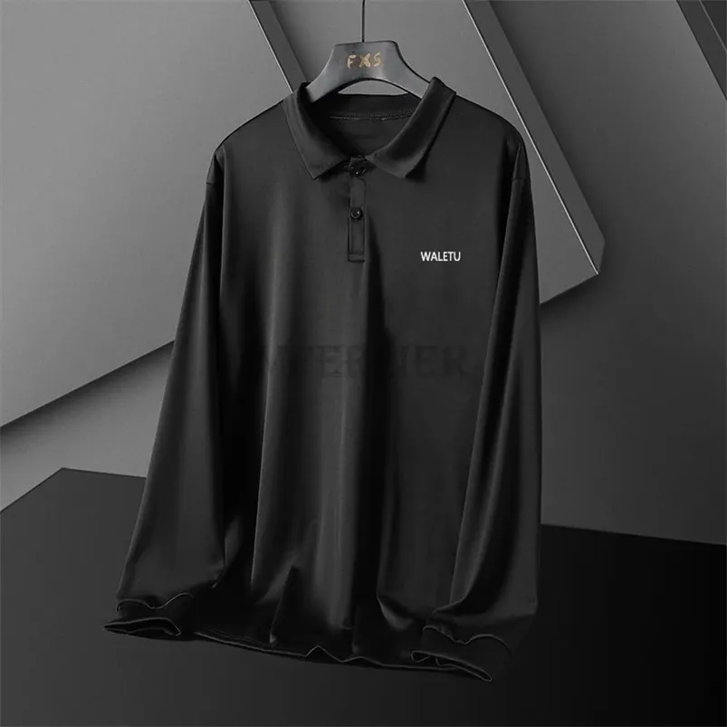 Men's Polos winter autumn men polo Shirts long sleeve pockets Breathable plus size 8XL 9XL 10XL simple casual office tees loose tops 68 70 220930