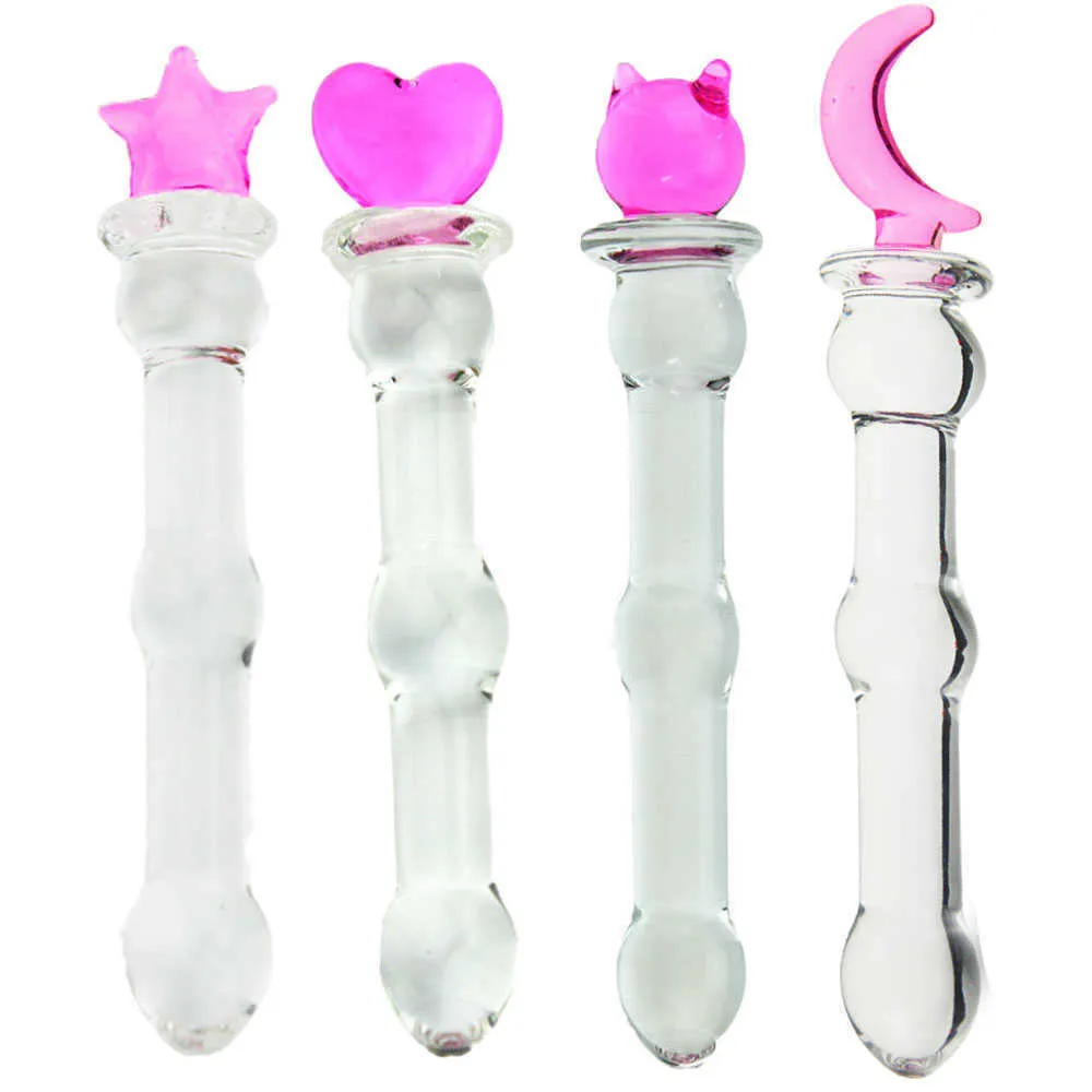 الجمال عناصر Pink Cat Glass Butt Plug Wand Sensual Sexy Toy Explor