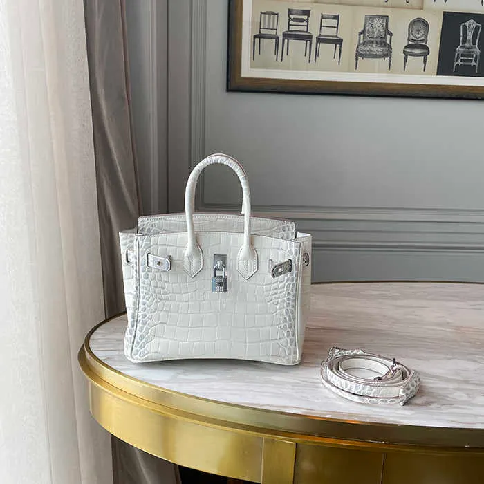 crocodile pattern silver gimmick bag