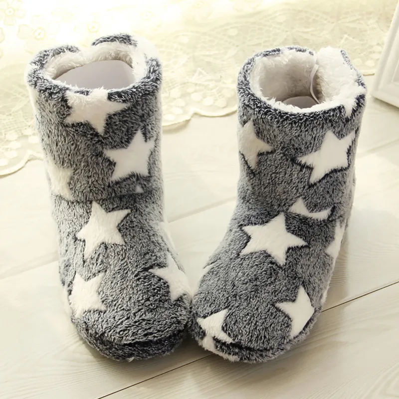 Buty domowe zimowe pantofle Pluszowe ciepłe kapcie domowe wzór gwiazdy miękki wewnętrzny podłoga bez poślizgu kapcie 220930