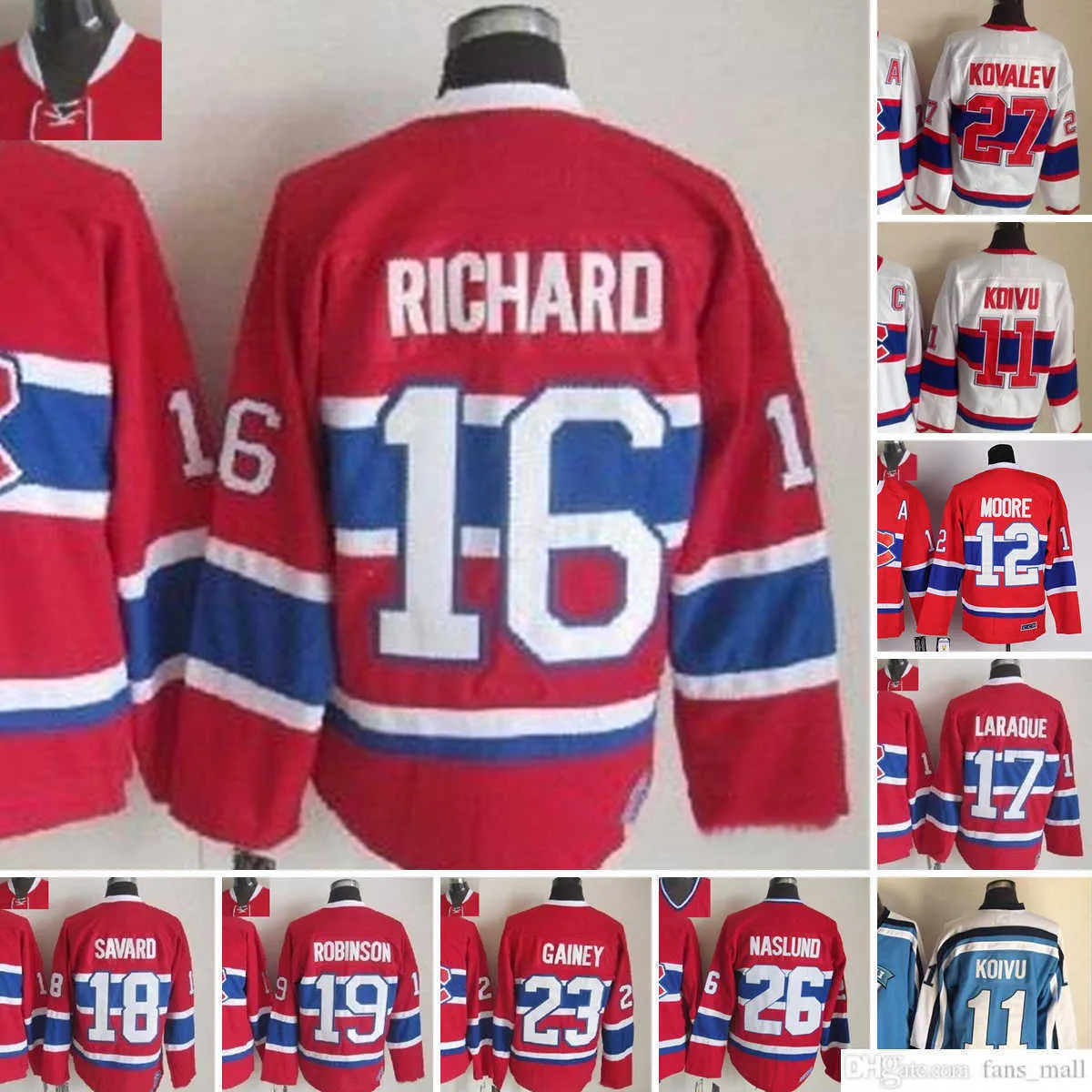 Movie CCM Vintage Ice Hockey 11 SAKU KOIVU Jerseys 12 Dominic Moore 16 Henri Richard 17 Georges Laraque 18 Serge Savard 19 Larry Robinson Men Embroidery Jersey