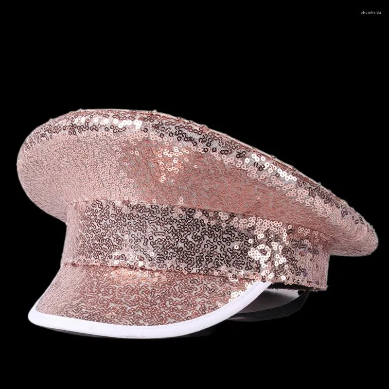 Berets Women Men Sequin Octagonal Hat DIY Sergeant Bridal Hen Do Festival Captain Birthday Sailor Part 9 Color