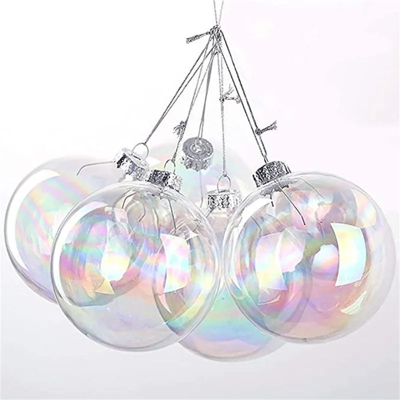 6/8 cm glas h￤ngande kul juldekorationer tr￤d dropporament iriserande bollbulder sf￤r hem mall h￤nge dekoration rre14651