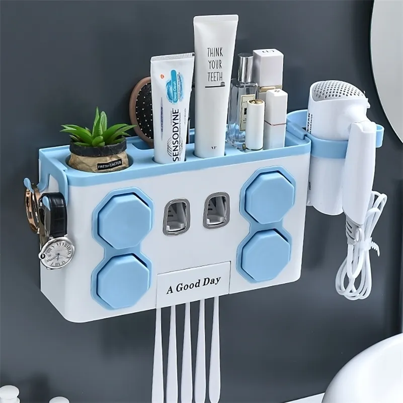 Porte-brosses à dents 4 en 1, tasse multifonction, accessoires de salle de bains, distributeur automatique de dentifrice 220929