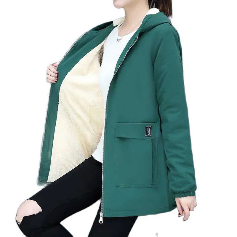 Fausse Fourrure 4XL Femmes Coupe-Vent Hiver Automne Femmes Polaire Veste Manteaux Lâche À Capuche Mi Long Pardessus Zipper Poche Femme Manteau De Base Y2209