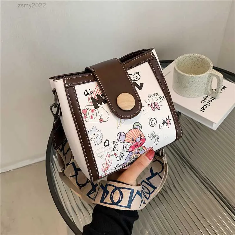 2021 reise Handtasche Mode Farbe Kontrast Schulter Tasche Damen Cross Body Tasche Cartoon Print Umhängetaschen Für Frauen