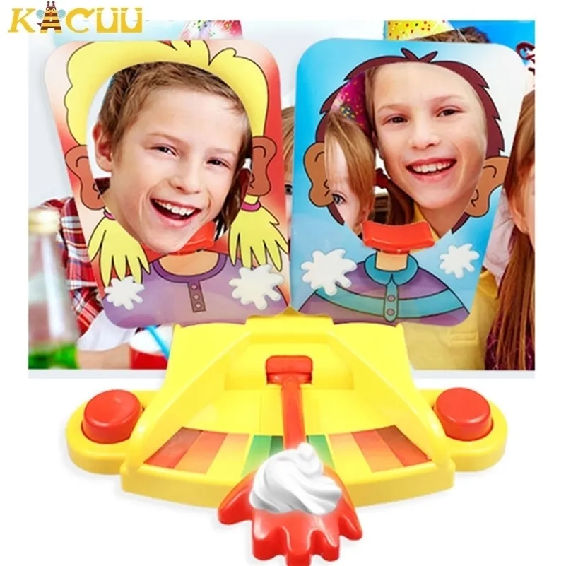 Novel Games Family Party Fun Game Cake Cream Pie i ansiktet Funny Gadgets Prank Gags skämt Anti Stress Toys For Kids Joke Machine Toy Gift 220930