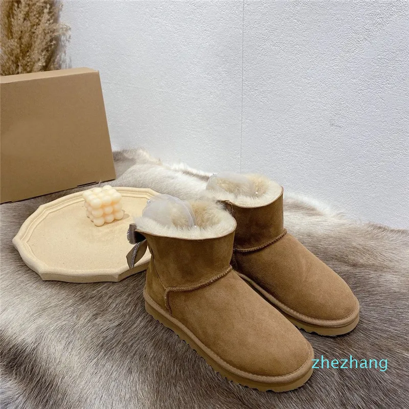 Kid Parent-child Short boot Designer sheepskin snow Boots cream color platform thin breathable light shoes Leather top fashion Genuine