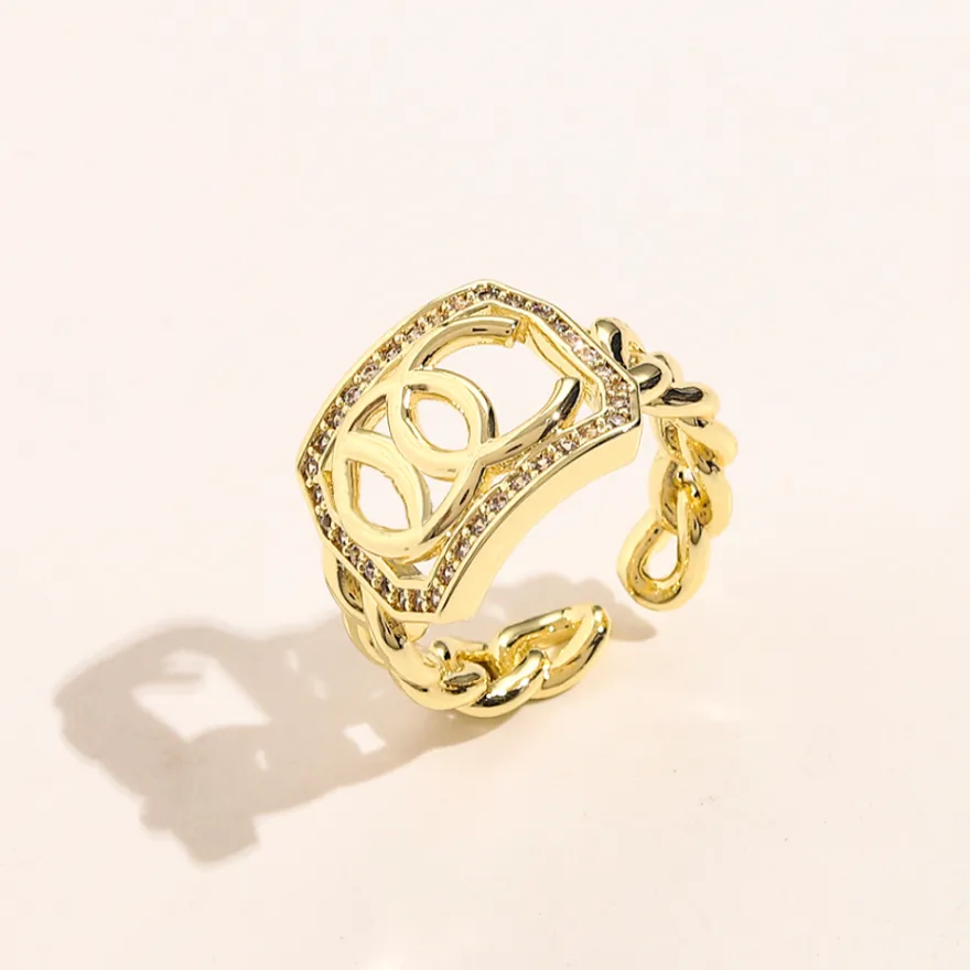 Bröllopsdesigner märkesringar kvinnor älskar charms smycken leveranser 8k gol1d pläterad kopparring fint finger nytt mönster justerbar r261o