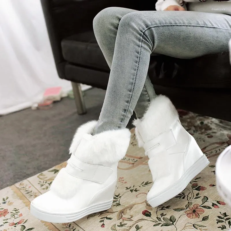 Boots Winter Warm Fur Female Big Size Snow Casual Office Flats Platform Women Waterproof Sweet Ankle Mujer