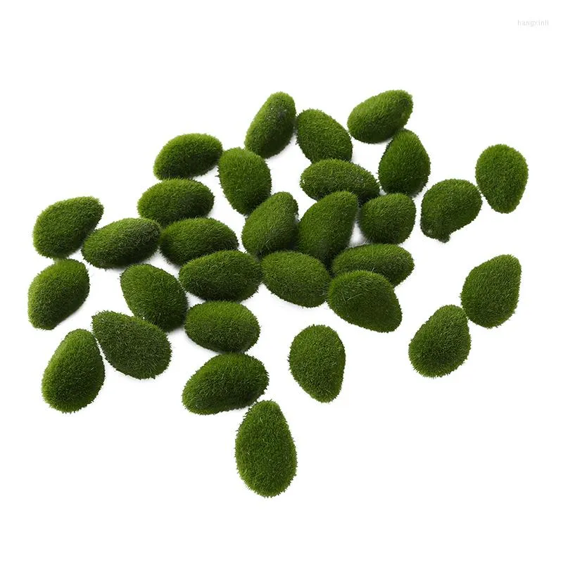 Decorative Flowers Artificial Green Moss Ball Fake Stone Simulation Plant DIY Decoration For Shop Window El Home Office Wall Decor