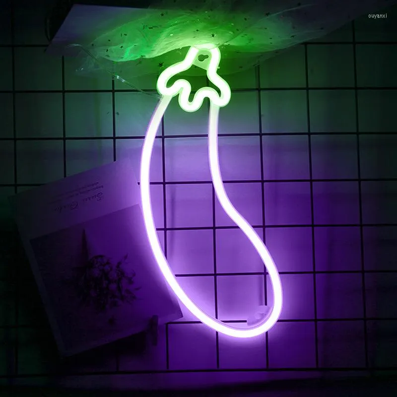Night Lights LED Eggplant Neon Sign Light For Bar KTV Snack Shop Decor