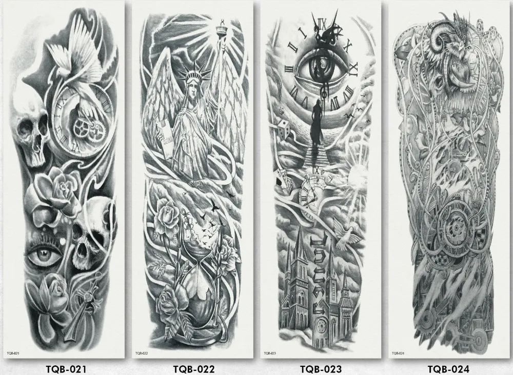 Temporary Full Arm Tattoo Stickers Waterproof For Halloween Party_voghion.com