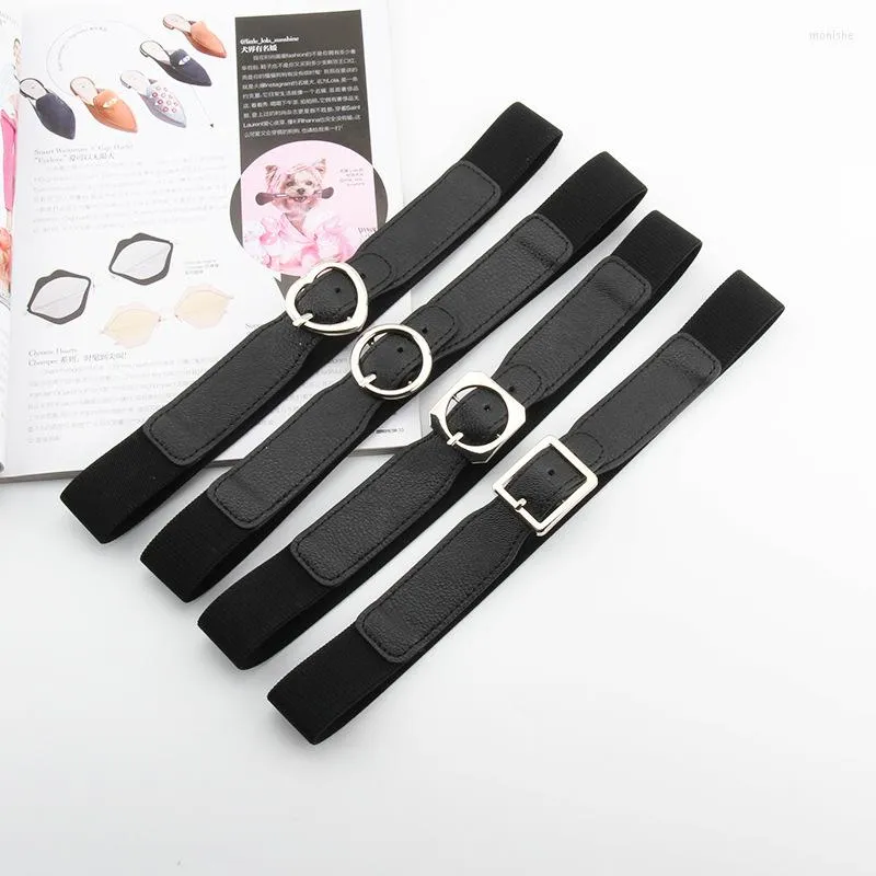 Belts 2022 Heart Buckle Waist Belt High Elastic Wide For Women Metal Round Punk Black Jeans