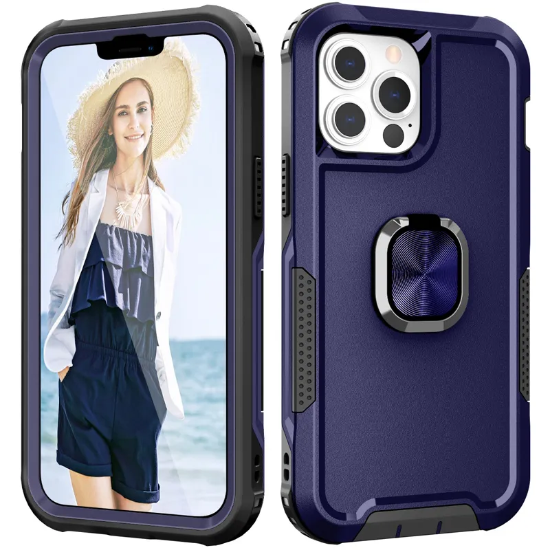 Handy-Ständer-Halter-Hüllen mit 360 Grad drehbarem Fingerring für iPhone 14 11 12 13 Mini Pro X Xr Xs Max 6 6S 7 8 Plus Silikon-Rückseite